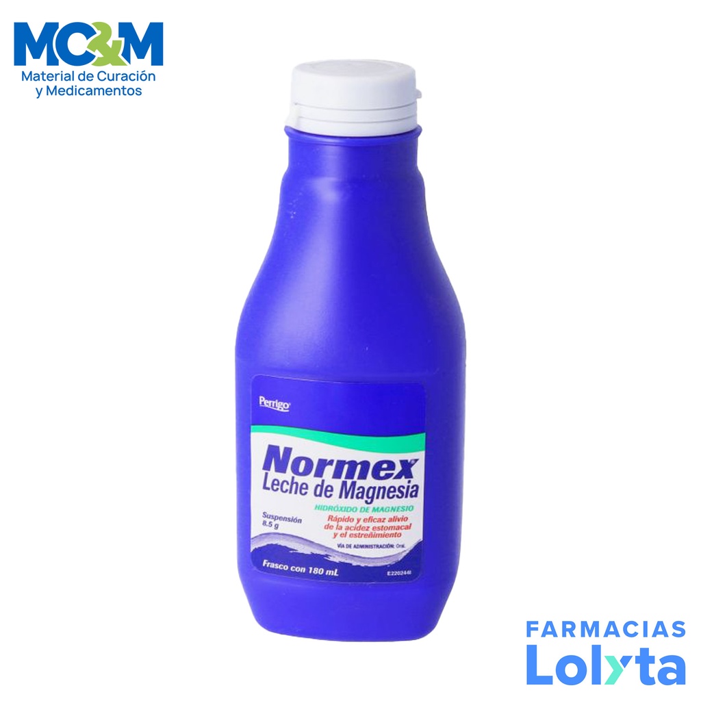 [2102] LECHE DE MAGNESIA SUSP 8.5 G C/180 ML HIDROXIDO DE MAGNESIO NORMEX LAB QUIFA