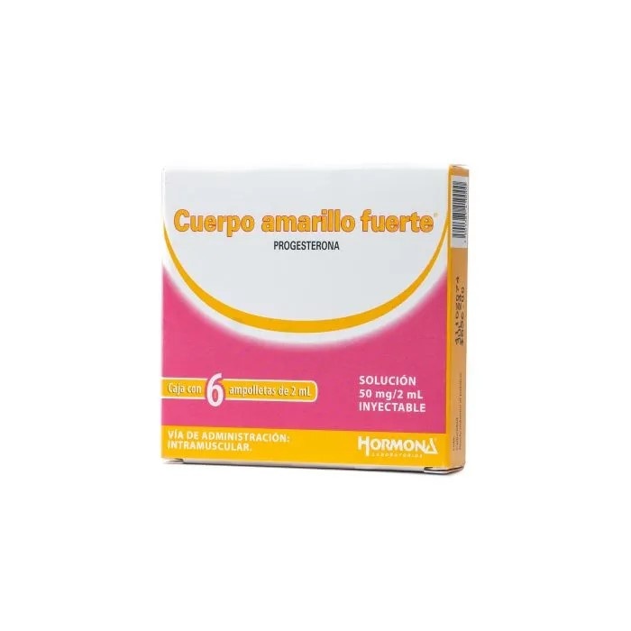 CUERPO AMARILLO FUERTE SOL INY 50 MG/2 ML C/6 AMP IM PROGESTERONA LAB HORMONA
