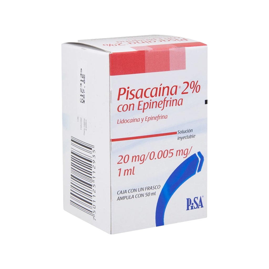 LIDOCAINA EPINEFRINA SOL INY 20/0.005MG/ML C/50 ML PISACAINA 2% EPINEFRINA LAB PISA