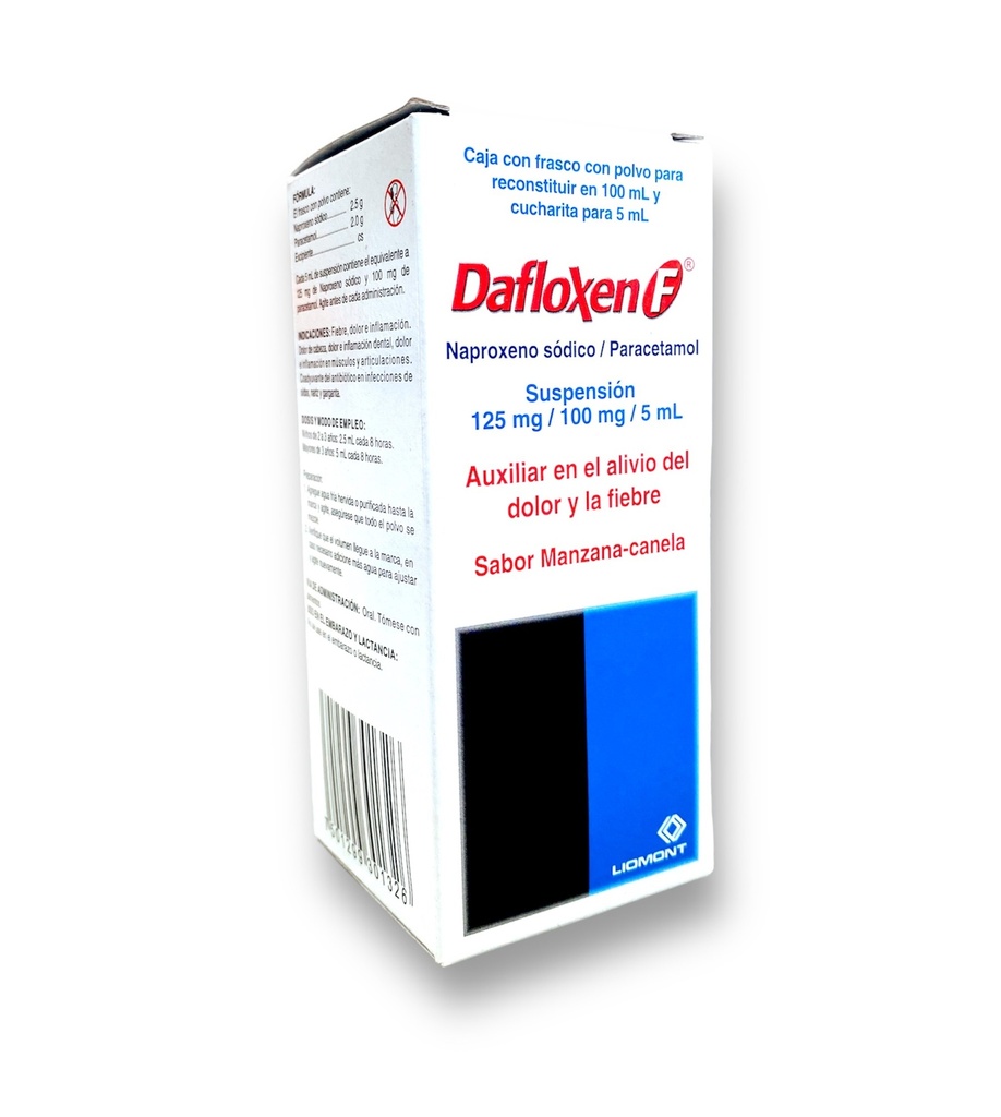 DAFLOXEN F SUSP 125/100MG/5ML FCO C/100 ML NAPROXENO PARACETAMOL LAB LIOMONT