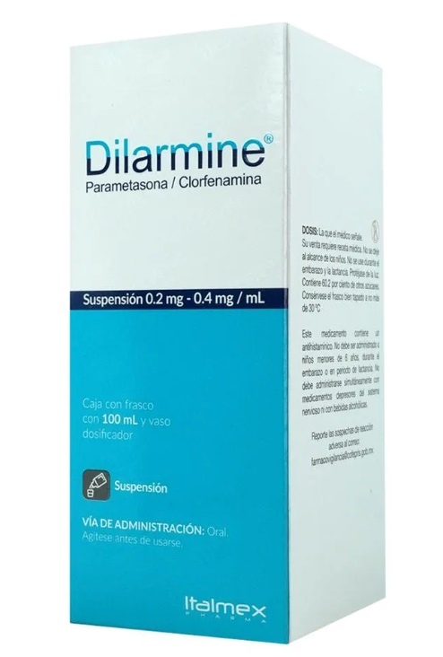 DILARMINE 0.2/0.4 MG/ML SUSP C/100 ML PARAMETASONA CLORFENAMINA LAB ITALMEX