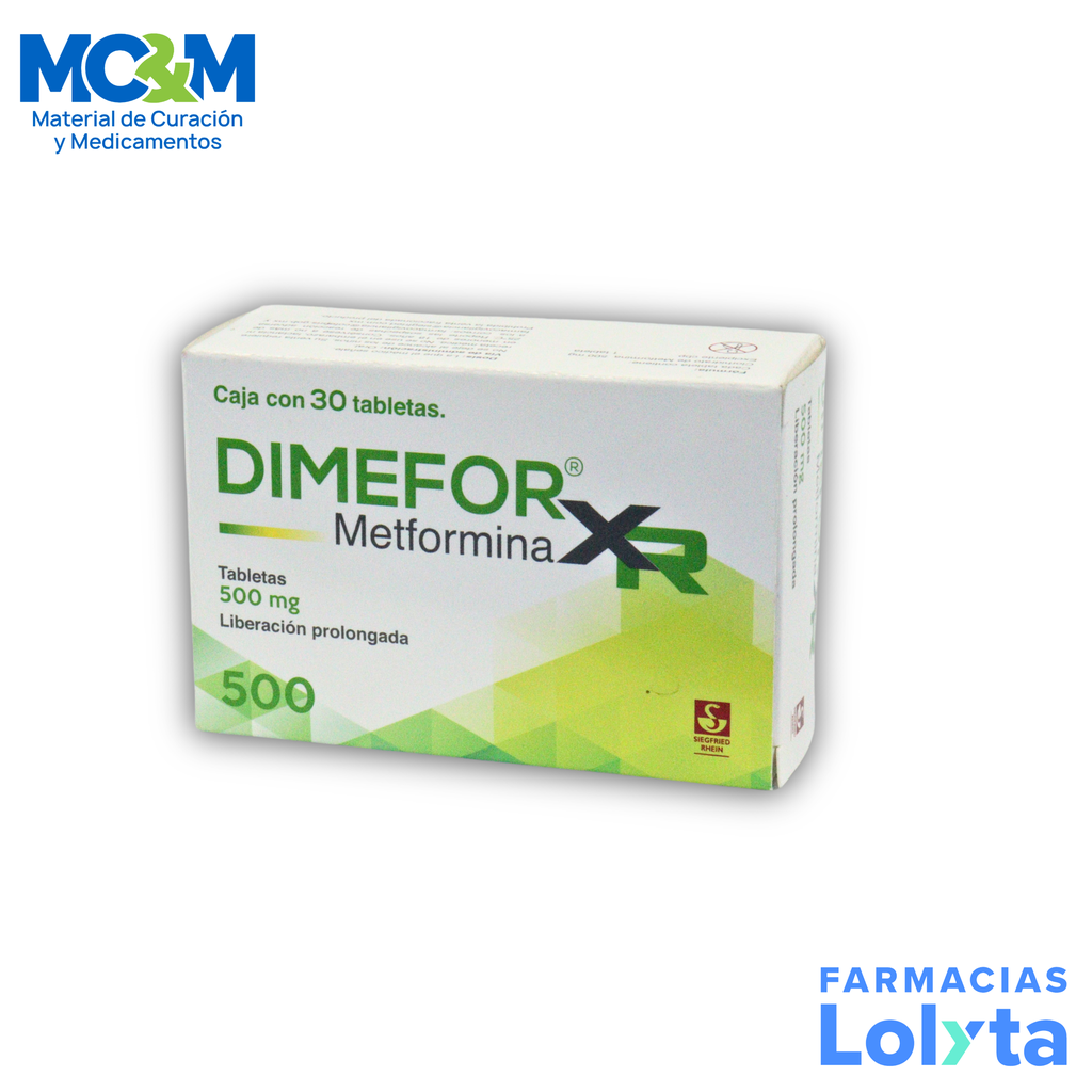 DIMEFOR XR 500 MG C/30 TAB METFORMINA LAB SIEGFRIED