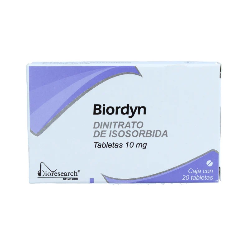 DINITRATO DE ISOSORBIDA 10 MG C/20 TAB BIORDYN LAB BIORESEARCH