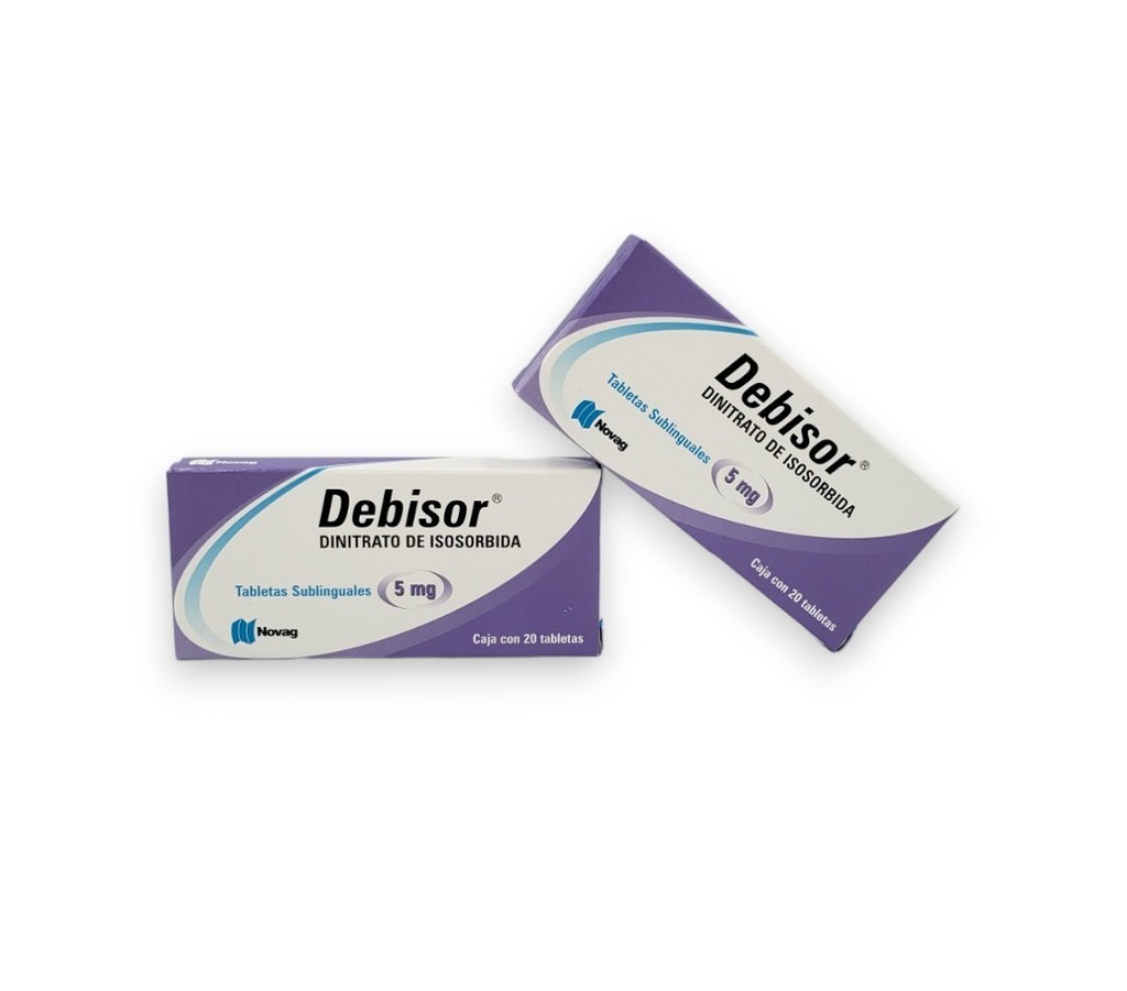 DINITRATO DE ISOSORBIDA 5 MG C/20 TAB SUBLINGUAL DEBISOR LAB NOVAG