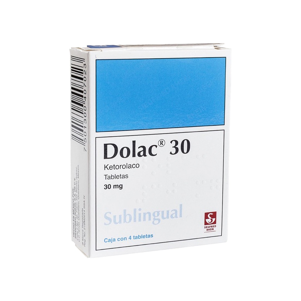 DOLAC 30 MG C/4 TAB SUBLINGUAL KETOROLACO LAB SIEGFRIED  RHEIN