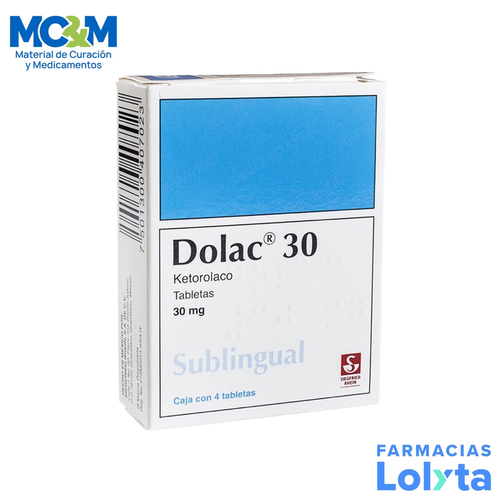 DOLAC 30 MG C/4 TAB SUBLINGUAL KETOROLACO LAB SIEGFRIED  RHEIN