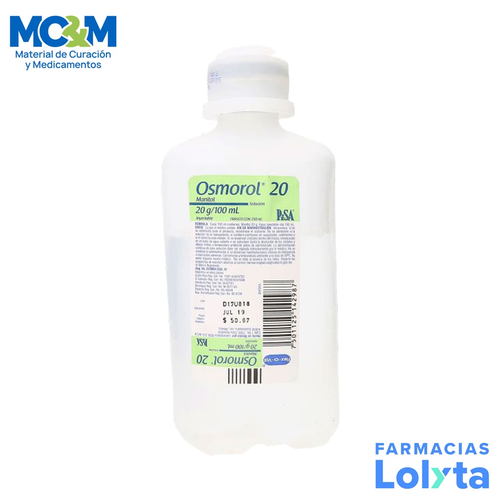 MANITOL 20G/100ML SOL INY C/250 ML OSMOROL LAB PISA
