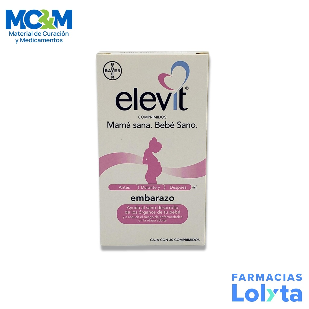 ELEVIT C/30 COMPRIMIDOS MULTIVITAMINICO ANTES DURANTE Y DESPUES DEL EMBARAZO LAB BAYER