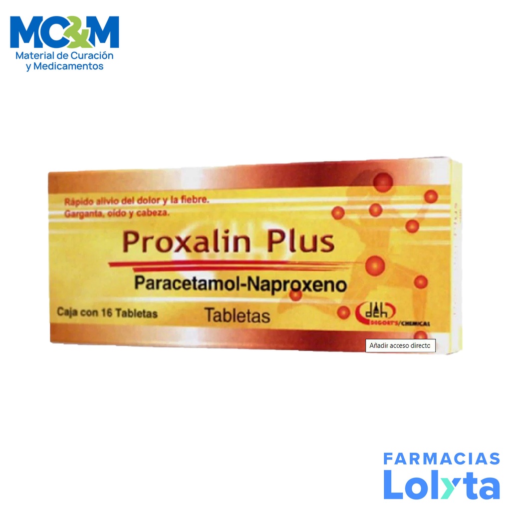 PARACETAMOL NAPROXENO 300/250 MG C/16 TAB PROXALIN PLUS LAB DEGORTS