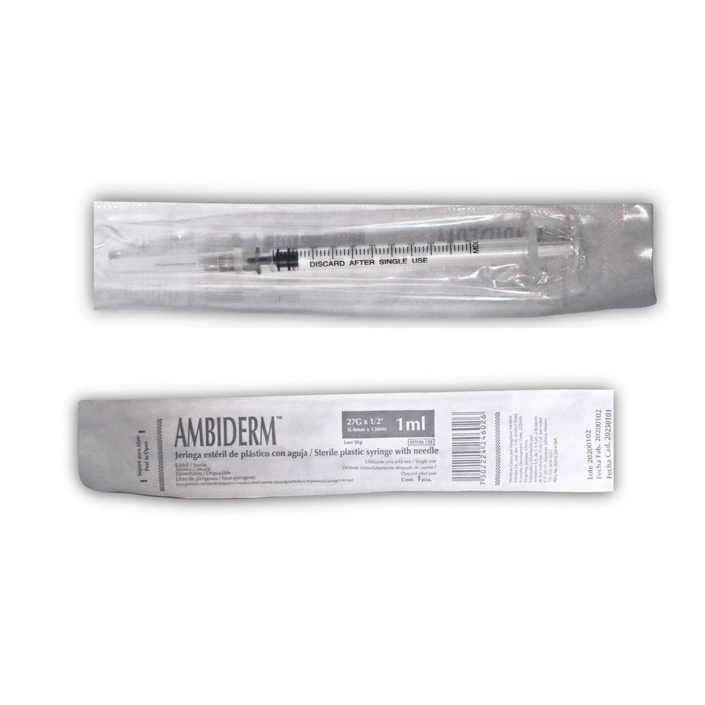 JERINGA 1 ML 27 X13 C/A GRIS C/1 PIEZA AMBIDERM