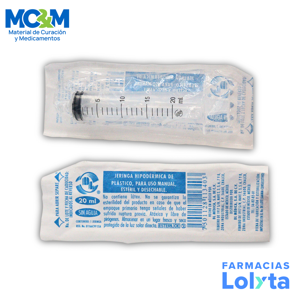 JERINGA 20ML S/A C/1 PIEZA DENTILAB