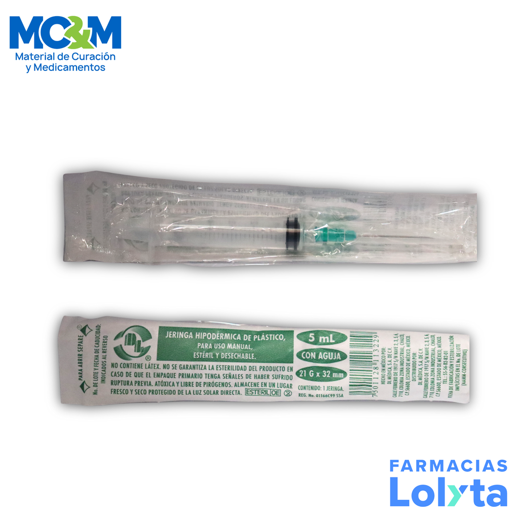 JERINGA 5 ML 21X32 C/AGUJA C/1 DENTILAB