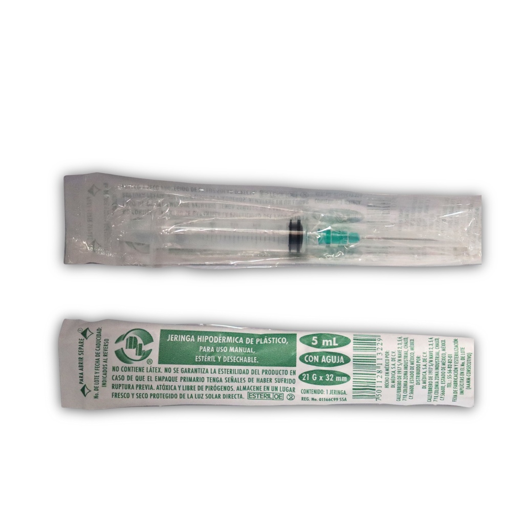 JERINGA 5 ML 21X32 C/AGUJA C/1 DENTILAB