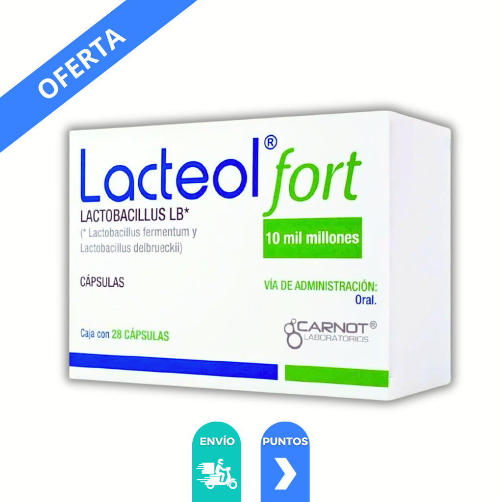 LACTEOL FORT 340 MG C/28 CAP LACTOBACILLUS LB (10 MIL MILLONES ) LAB CARNOT