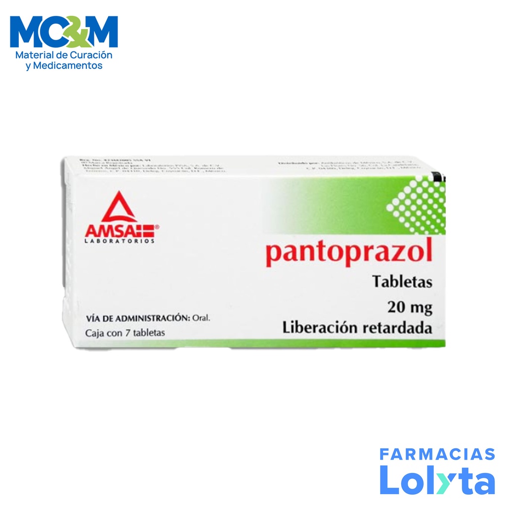 PANTOPRAZOL 20 MG C/7 TAB LIBERACION RETARDADA LAB AMSA