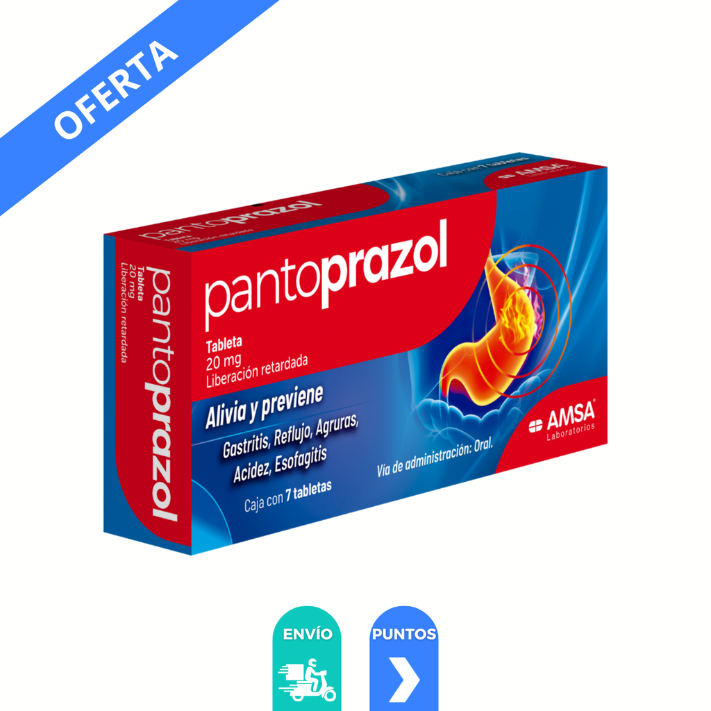 PANTOPRAZOL 20 MG C/7 TAB LIBERACION RETARDADA LAB AMSA