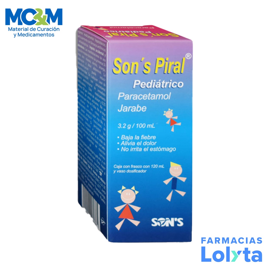 PARACETAMOL 3.2G/100ML SUSPENSION JARABE C/120 ML SONS PIRAL LAB SONS
