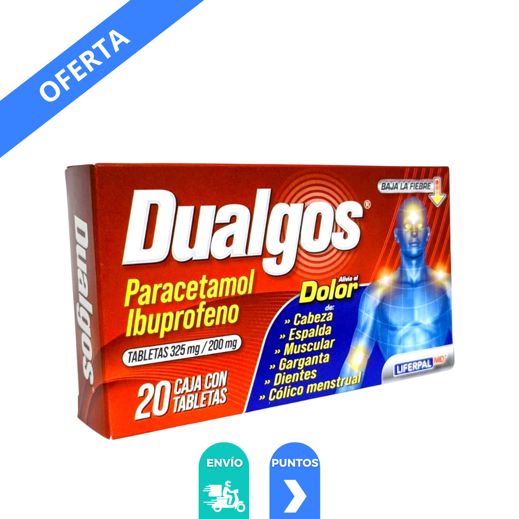 [2285] PARACETAMOL IBUPROFENO 325/200 MG C/20 TAB DUALGOS LAB LIFERPAL MD