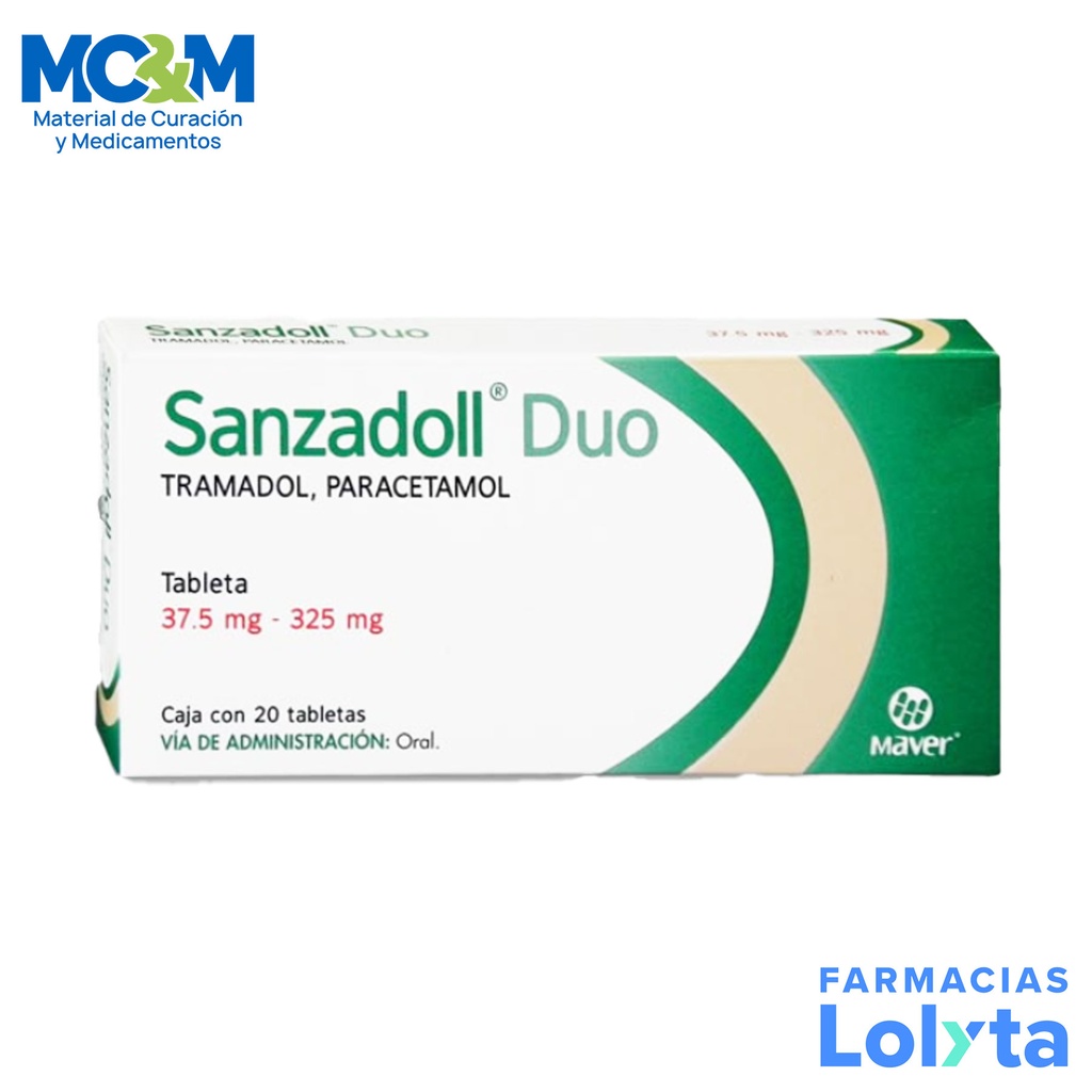 PARACETAMOL TRAMADOL 325/37.5MG C/20 TAB SANZADOLL DUO LAB MAVER