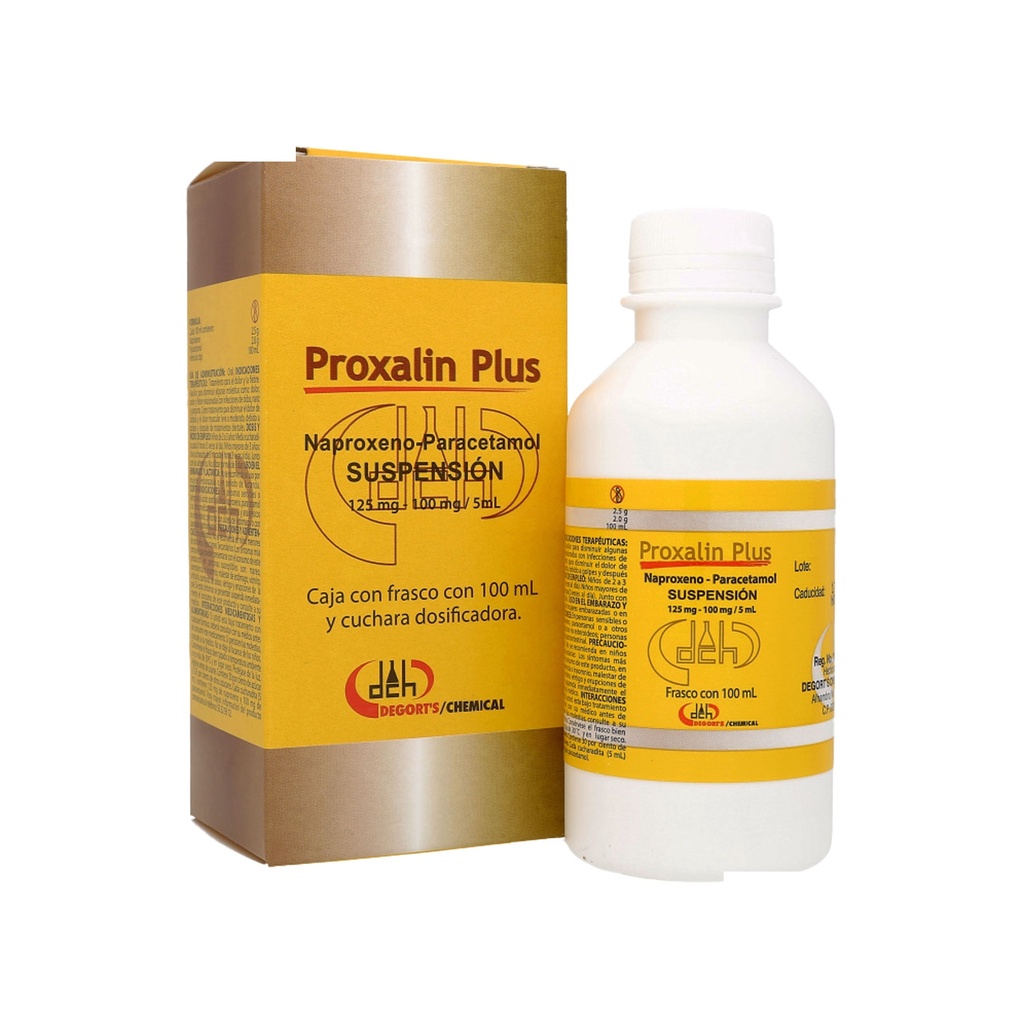 NAPROXENO PARACETAMOL SUSPENSION 125/100 MG/5 ML FCO C/100 ML PROXALIN PLUS LAB DEGORTS