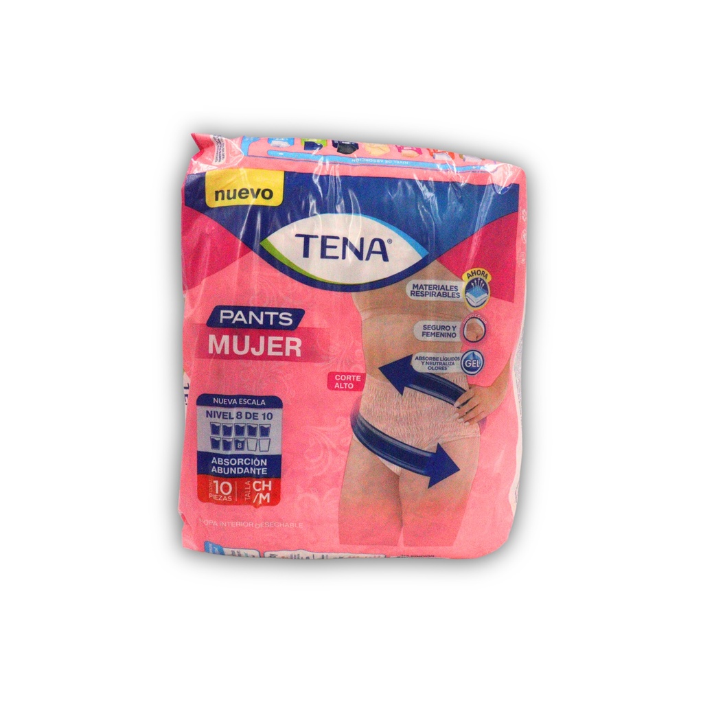 [2348] TENA PANTS MUJER C/10 PZAS TALLA CHICA/MEDIANA ROPA INTERIOR DESECHABLE ESSITY