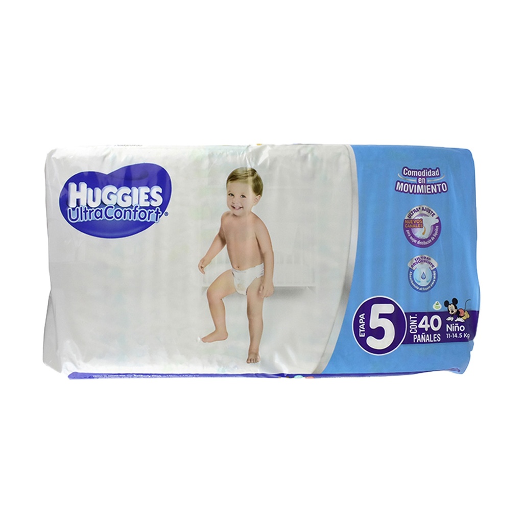 PAÑAL HUGGIES ULTRA CONFORT NIÑO ETAPA 5 C/40 PZAS KIMBERLY CLARK