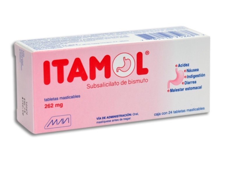 [2354] SUBSALICILATO DE BISMUTO 262 MG C/24 TAB MASTICABLES ITAMOL LAB MAVI