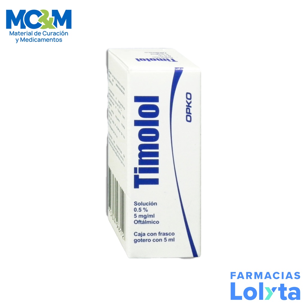 TIMOLOL SOL OFTALMICA 0.5% 5 MG/ML FCO C/5 ML LAB EXAKTA