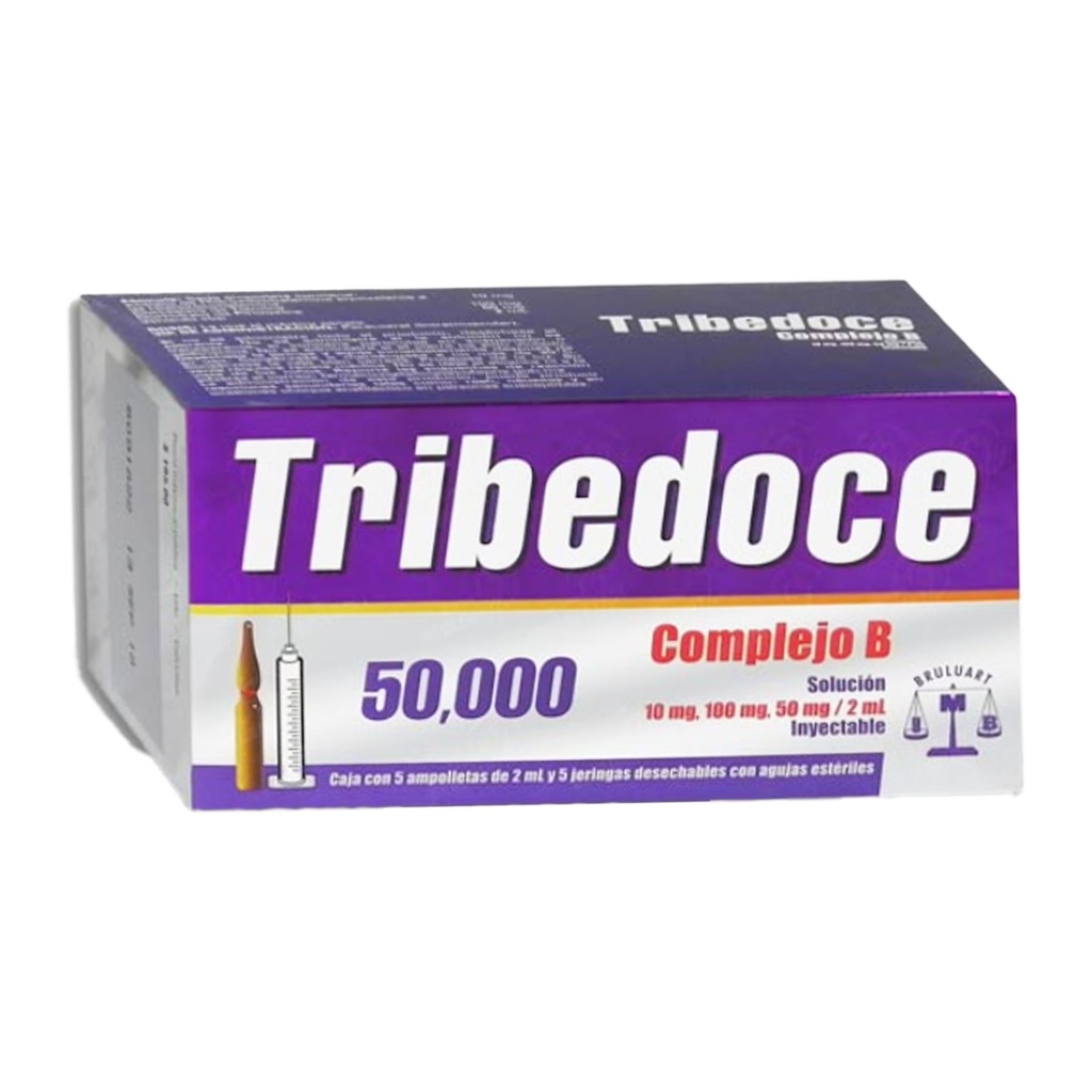 HIDROXOCOBALAMINA TIAMINA PIRIDOXINA SOL INY 10/100/50 MG/2 ML C/5 AMP TRIBEDOCE 50 000 LAB BRULUART