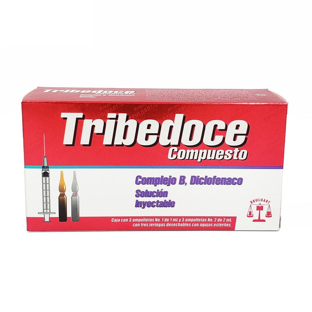 COMPLEJO B (TIAMINA/PIRIDOXINA/CIANOCOBALAMINA) DICLOFENACO SOL INY 100/100/5/75 MG C/3 AMP TRIBEDOCE COMPUESTO LAB BRULUART