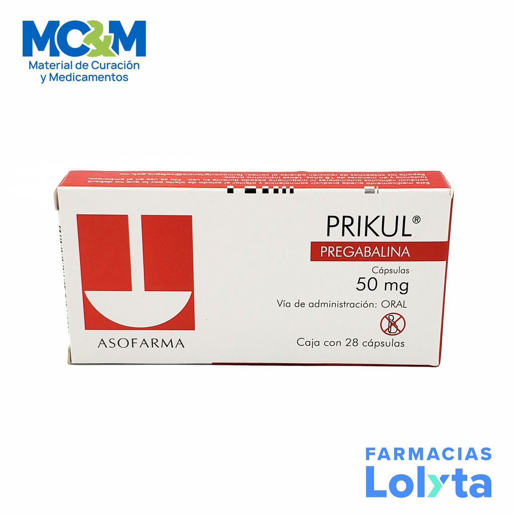 PRIKUL 50 MG C/28 CAP PREGABALINA LAB ASOFARMA