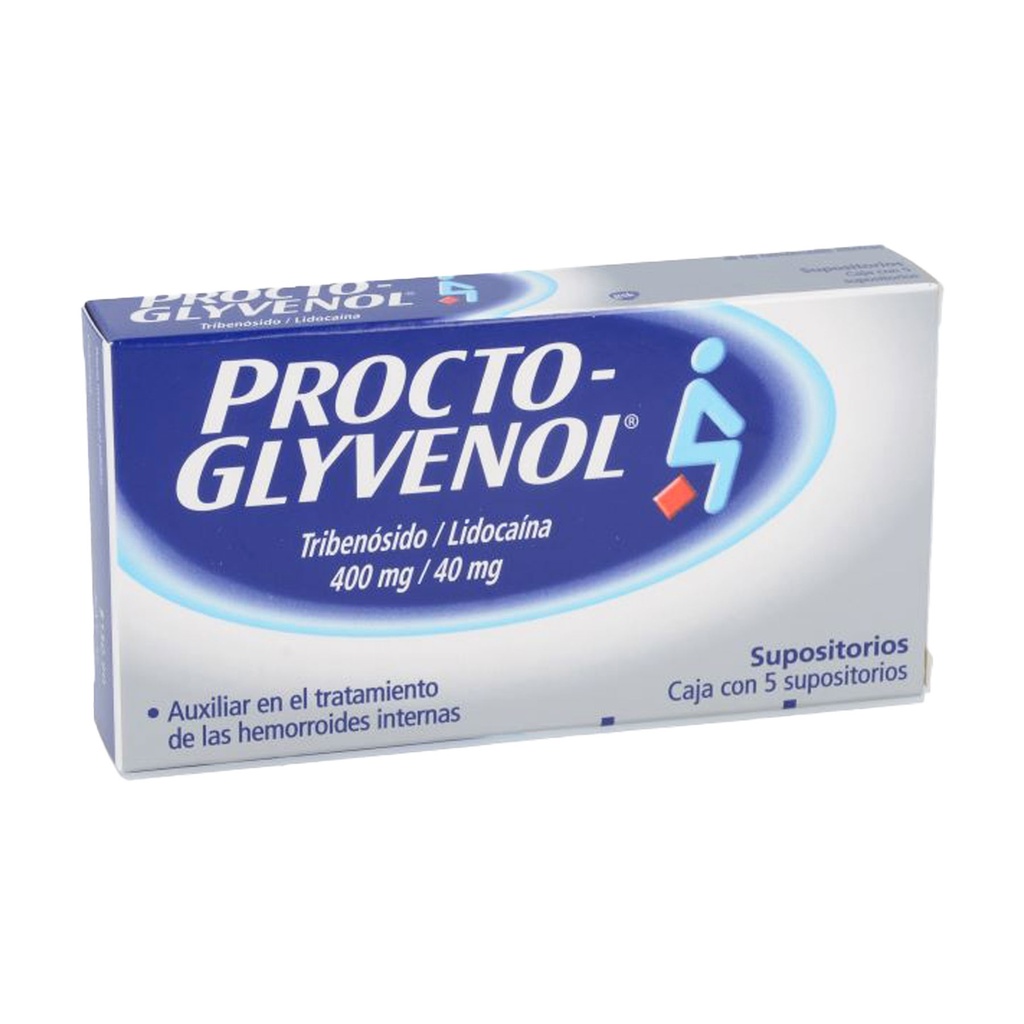 PROCTO-GLYVENOL 400/40 MG C/5 SUPOSITORIOS TRIBENOSIDO LIDOCAINA LAB GSK