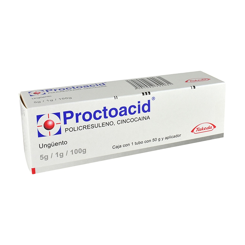 PROCTOACID UNGUENTO 5G/1G/100G C/50 G POLICRESULENO CINCOCAINA LAB TAKEDA