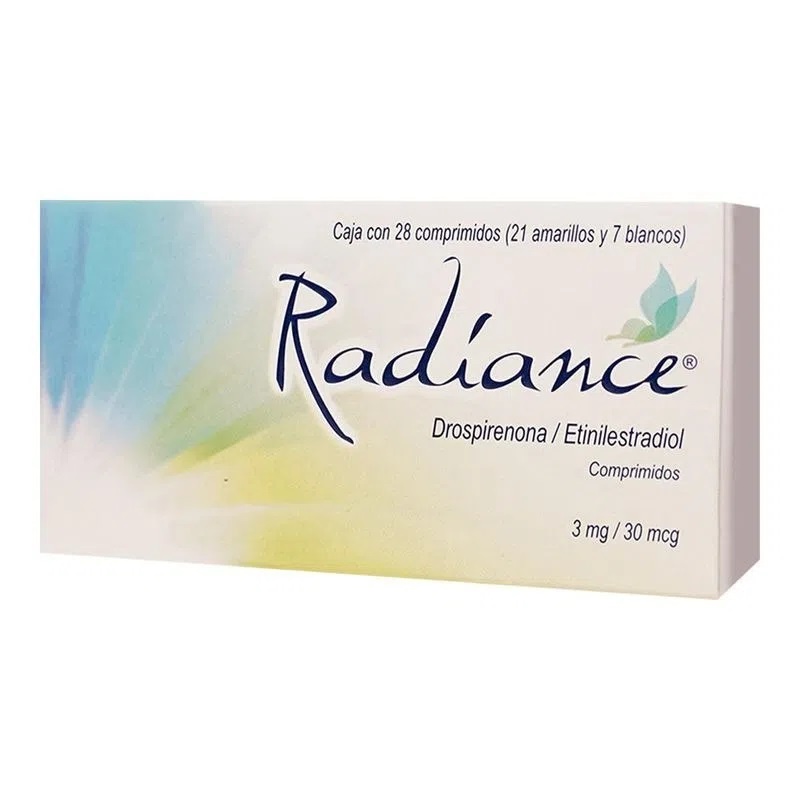 RADIANCE 3 MG/30 MCG C/28 COMPRIMIDOS (21 AMARILLOS 7 BLANCOS) DROSPIRENONA ETINILESTRADIOL C/28 COMPRIMIDOS LAB LIOMONT