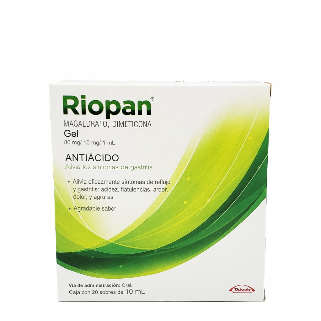RIOPAN GEL 80/10 MG/ML C/20 SOBRES DE 10 ML MAGALDRATO DIMETICONA LAB TAKEDA