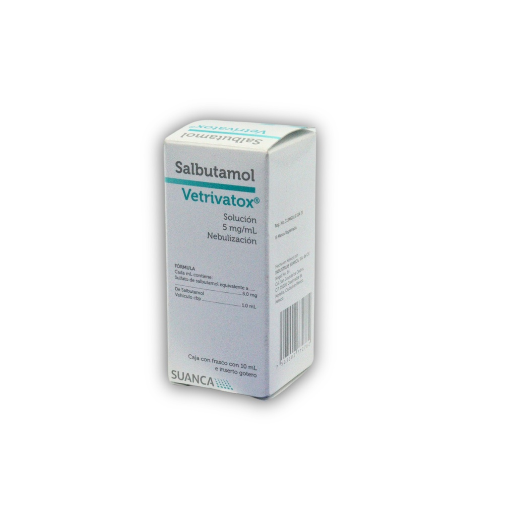 SALBUTAMOL SOL P/NEBULIZAR 5 MG/ML C/10 ML VETRIVATOX LAB SUANCA