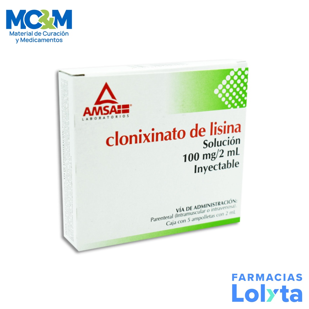 CLONIXINATO DE LISINA SOL INY 100 MG/2 ML C/5 AMP LAB AMSA