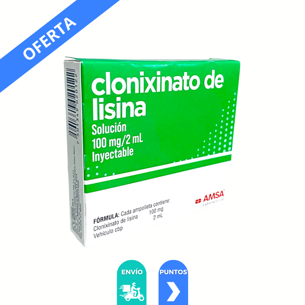 CLONIXINATO DE LISINA SOL INY 100 MG/2 ML C/5 AMP LAB AMSA