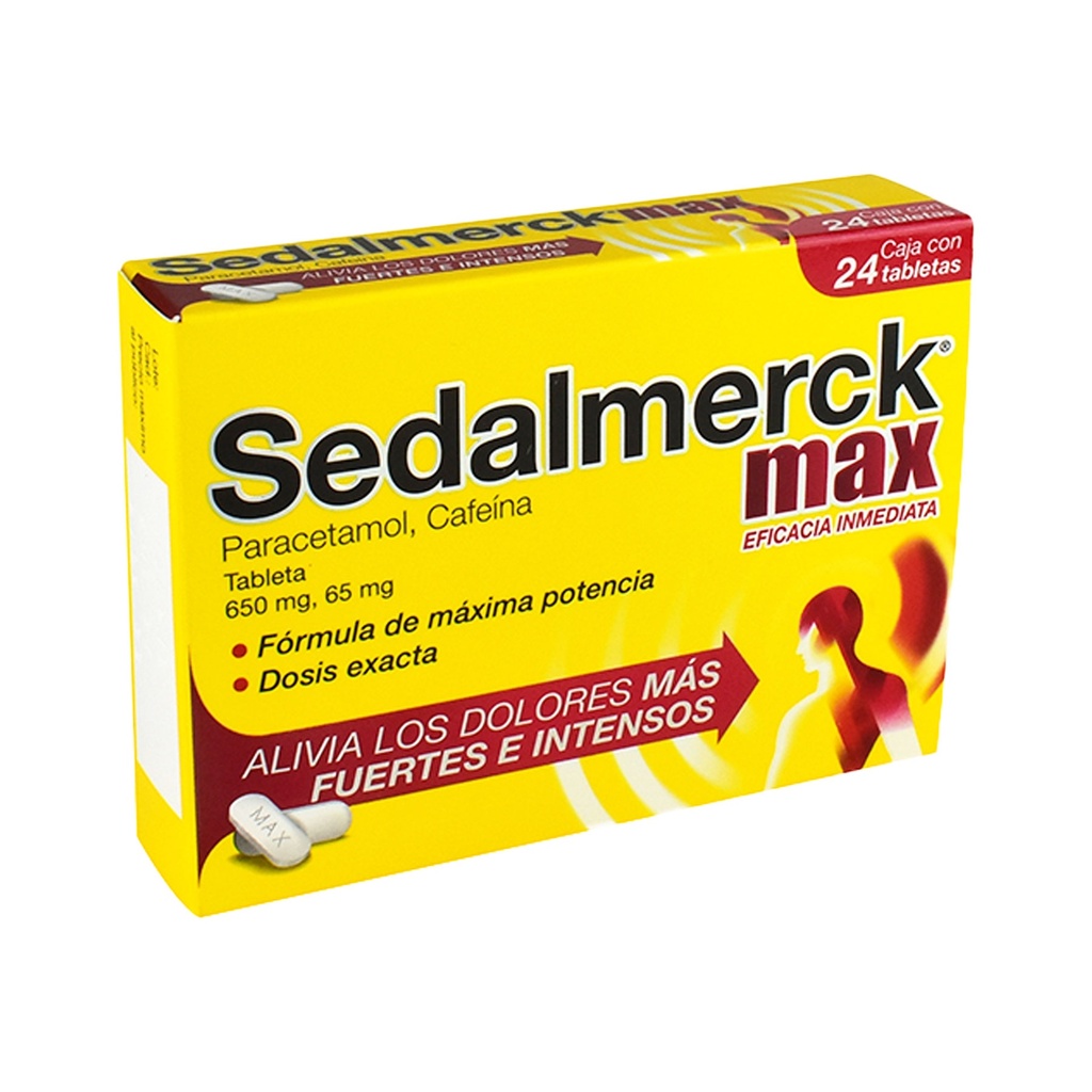 SEDALMERCK MAX 650/65 MG C/24 TAB PARACETAMOL CAFEINA LAB MERCK