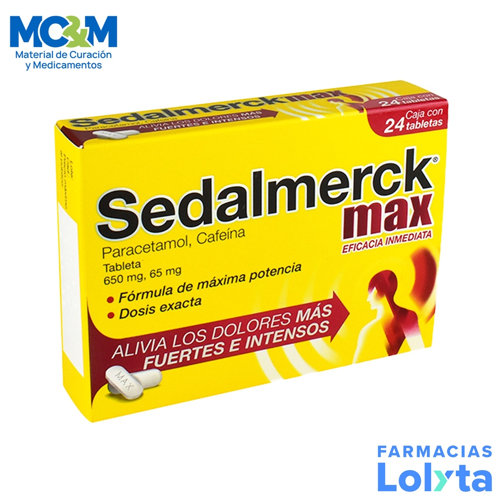 SEDALMERCK MAX 650/65 MG C/24 TAB PARACETAMOL CAFEINA LAB MERCK