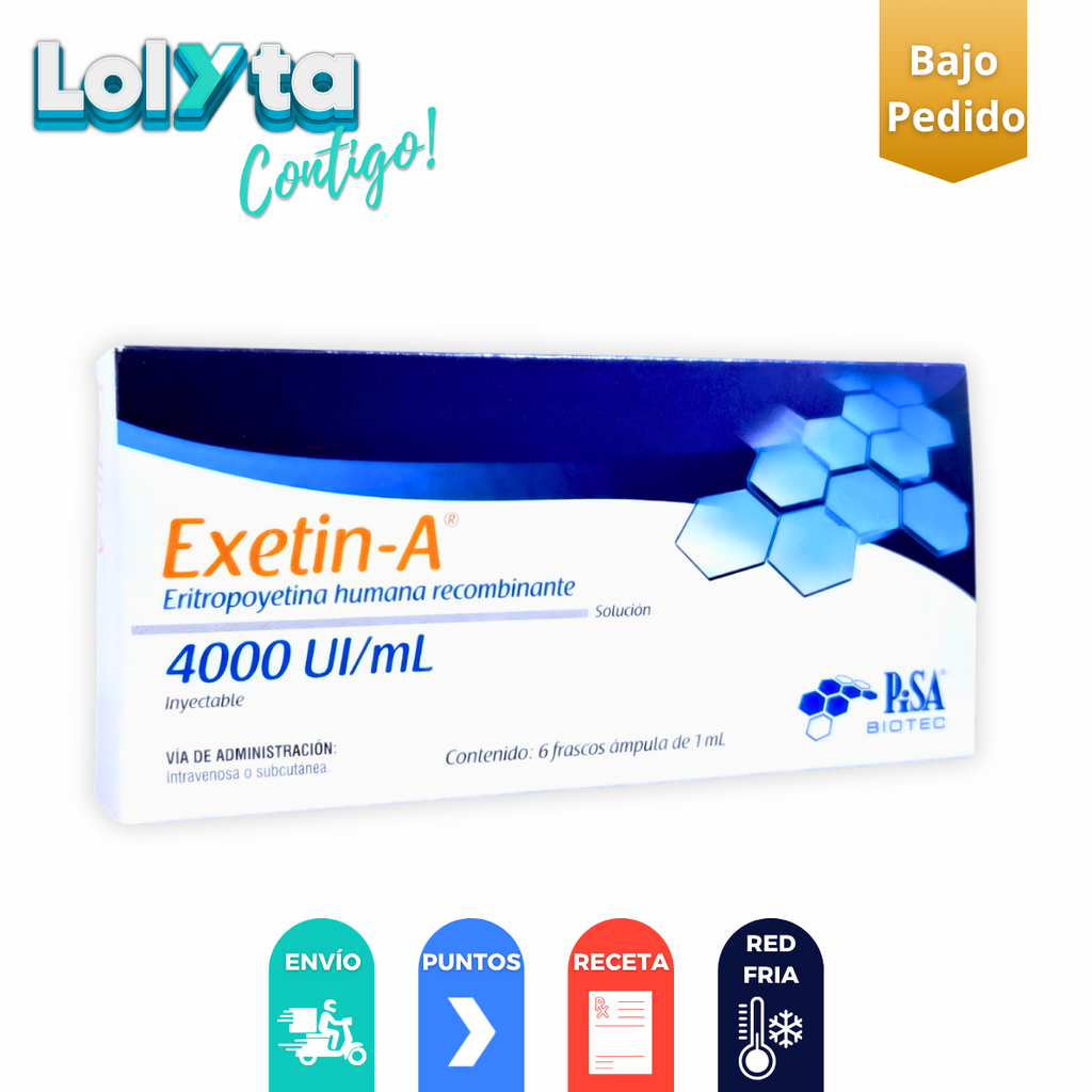 [2453] ERITROPOYETINA HUMANA RECOMBINANTE SOL INY 4000 UI/ML C/6 AMP EXETIN-A LAB PISA (RF)