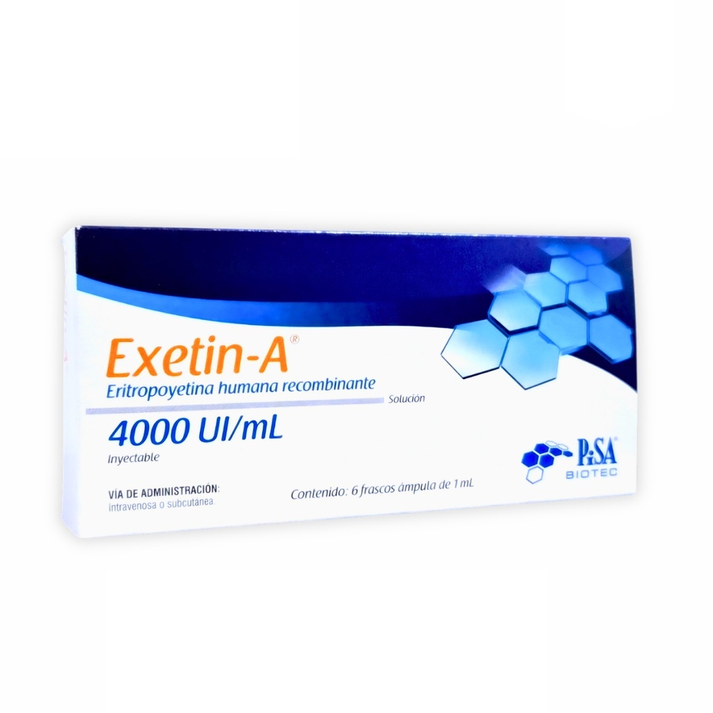 ERITROPOYETINA HUMANA RECOMBINANTE SOL INY 4000 UI/ML C/6 AMP EXETIN-A LAB PISA (RF)
