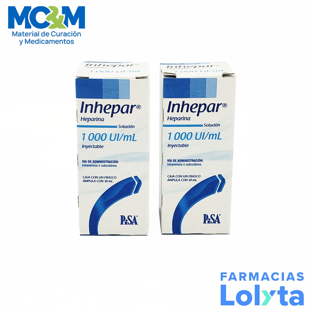 HEPARINA SODICA SOL INY 1000 UI/ML C/10 ML LAB PISA (INHEPAR)