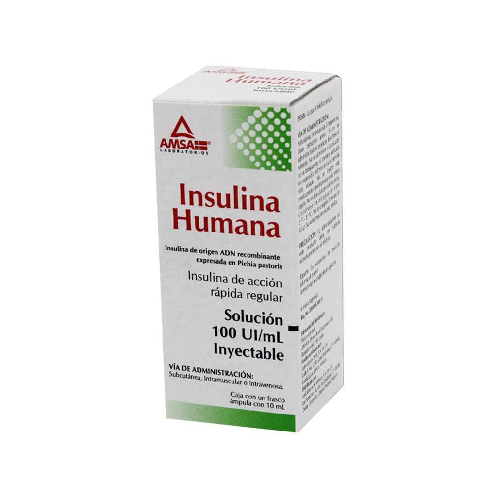 INSULINA HUMANA DE ACCION RAPIDA SOL INY 100 UI/ML C/10 ML AMSA (RF)