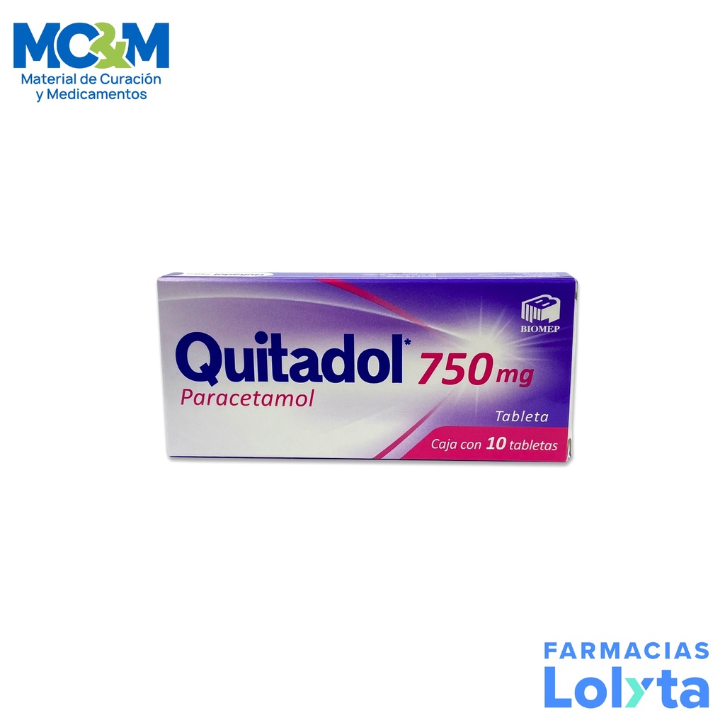 PARACETAMOL 750 MG C/10 TAB QUITADOL LAB BIOMEP