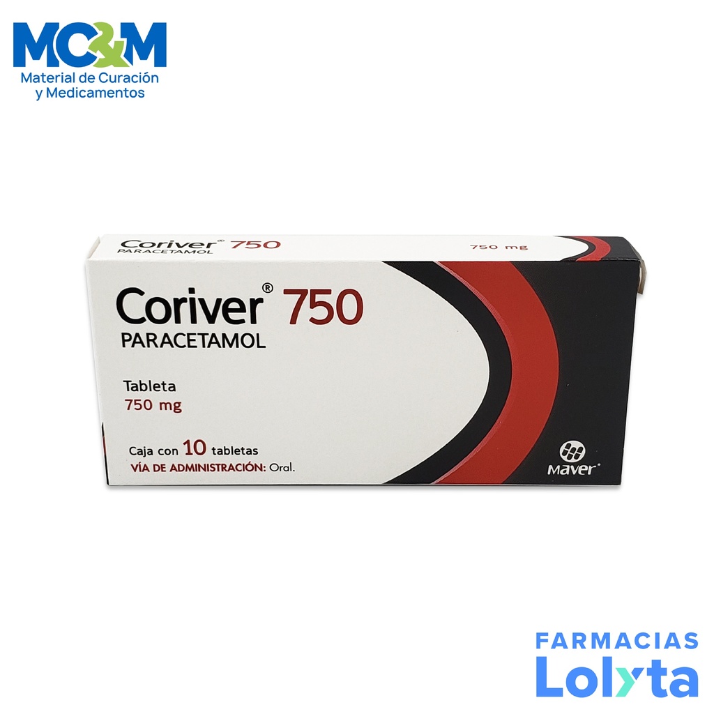 PARACETAMOL 750 MG C/10 TAB CORIVER LAB MAVER