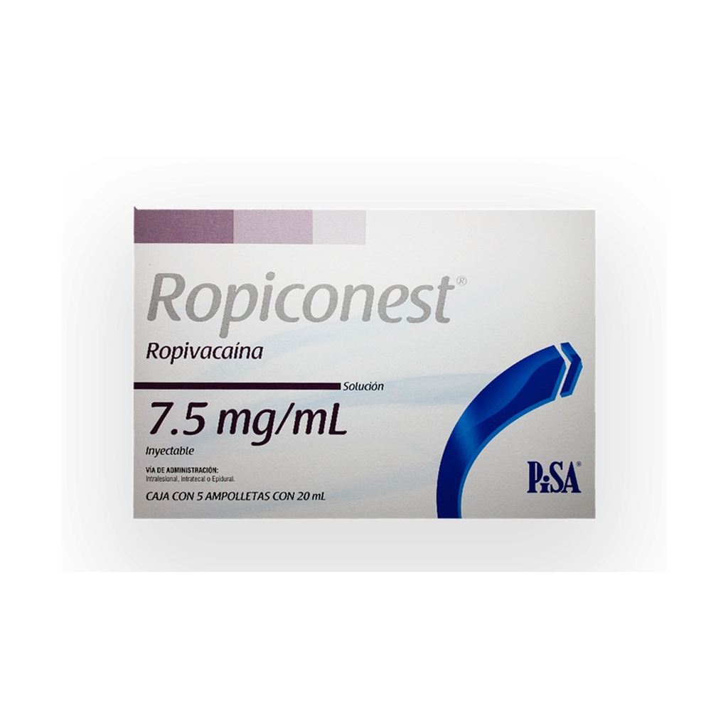 ROPIVACAINA SOL INY 7.5MG/ML C/5 AMP ROPICONEST LAB PISA