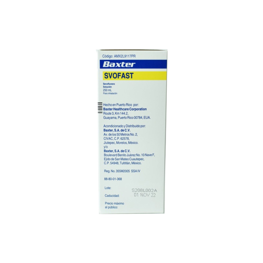 [2486] SEVOFLURANO 250 ML SVOFAST LAB BAXTER
