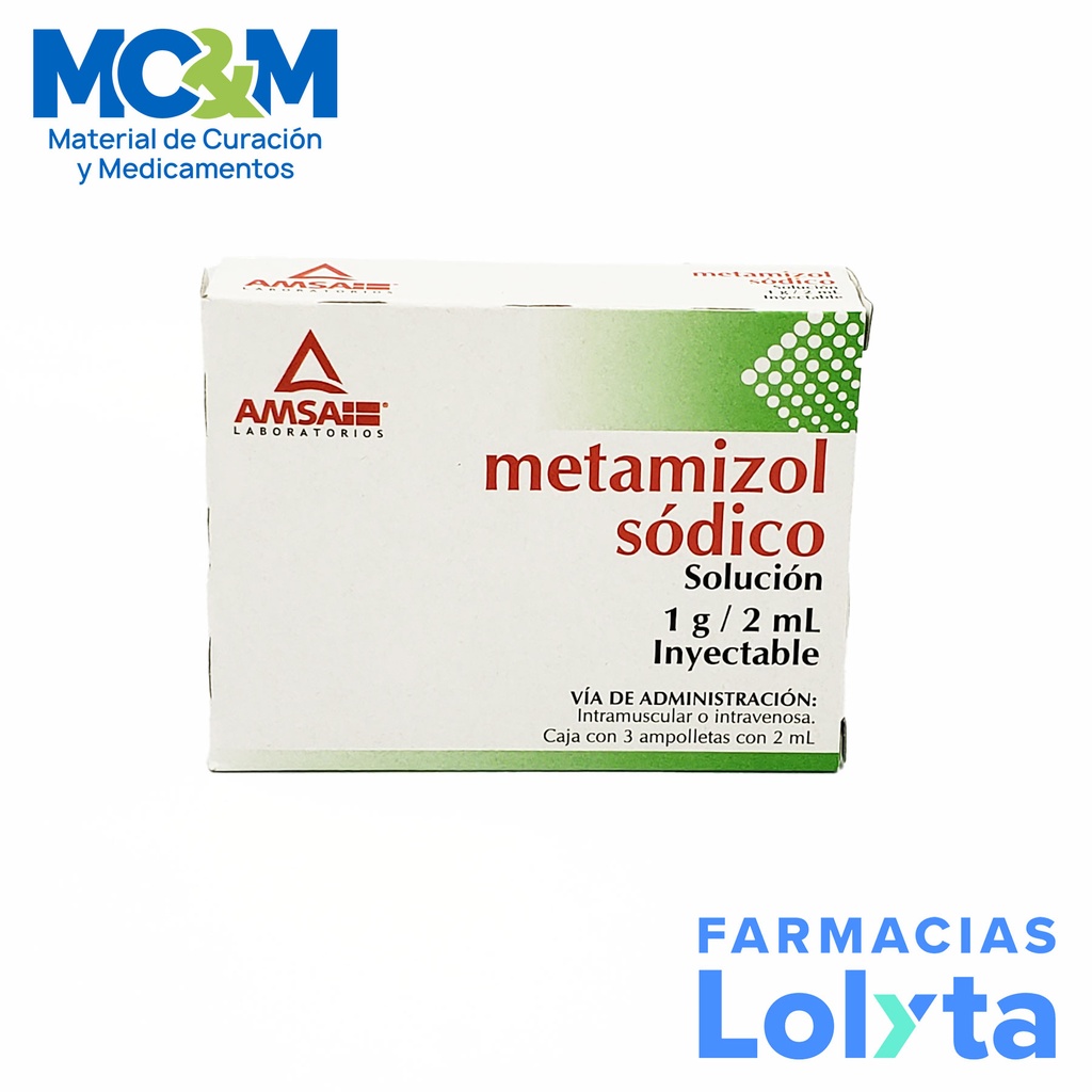 METAMIZOL SODICO SOL INY 1G/2ML C/3 AMP LAB AMSA