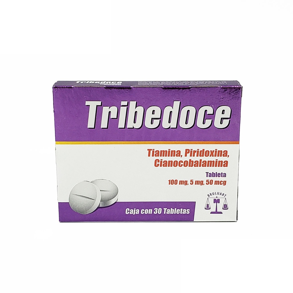 [1646] TIAMINA PIRIDOXINA CIANOCOBALAMINA 100/5MG/50MCG C/30 TAB TRIBEDOCE LAB BRULUART